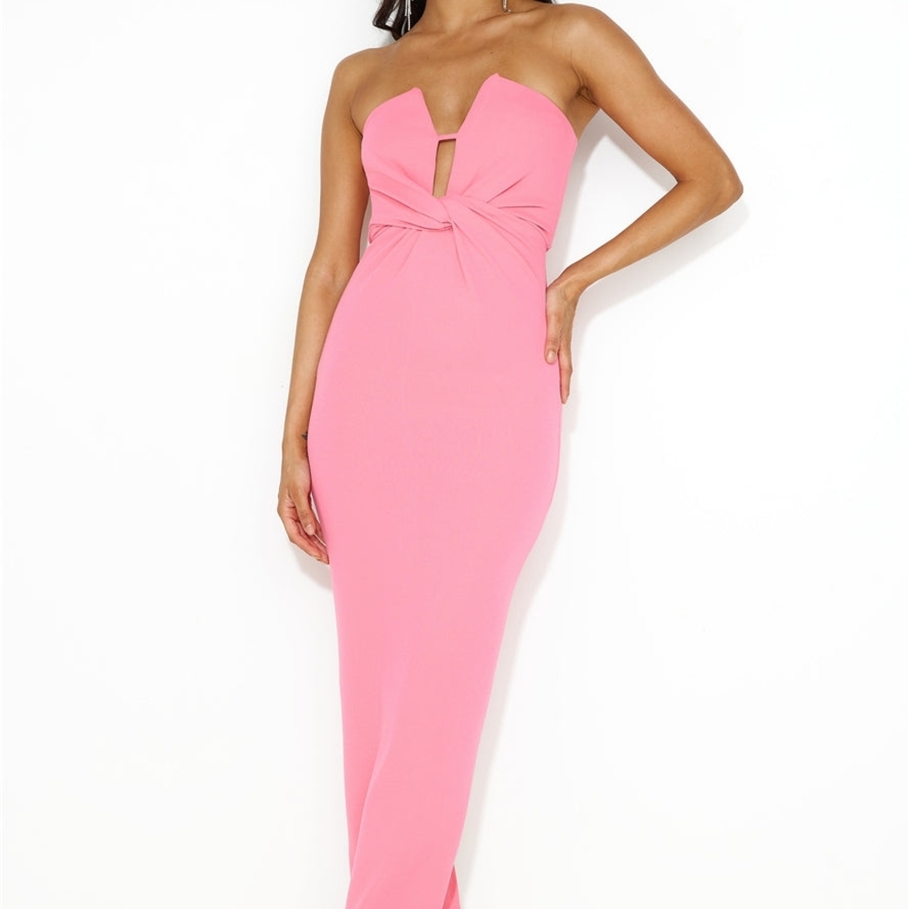 Hello Molly Strapless Pink Twist-Front Gown - Picture 2 of 5